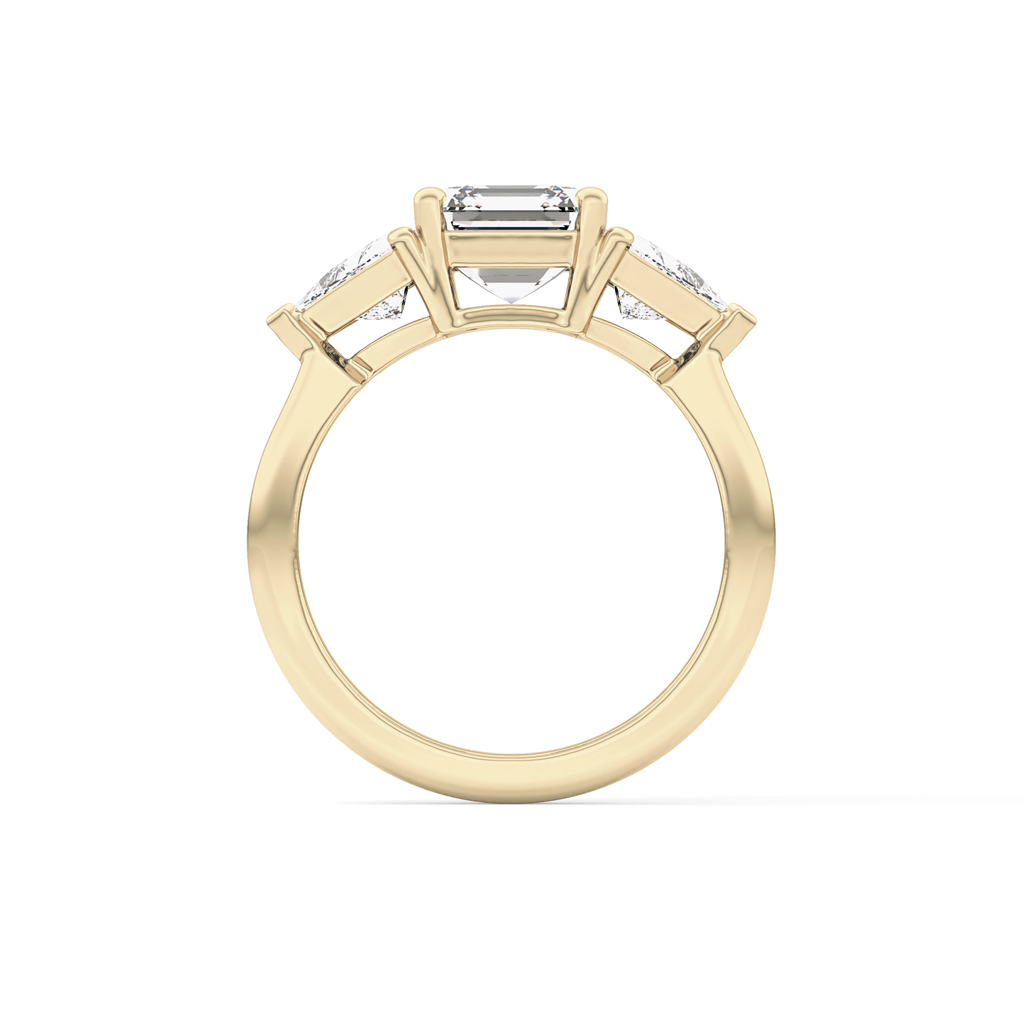 Emerald Three Stone Lab Grown Diamond Engagement Ring