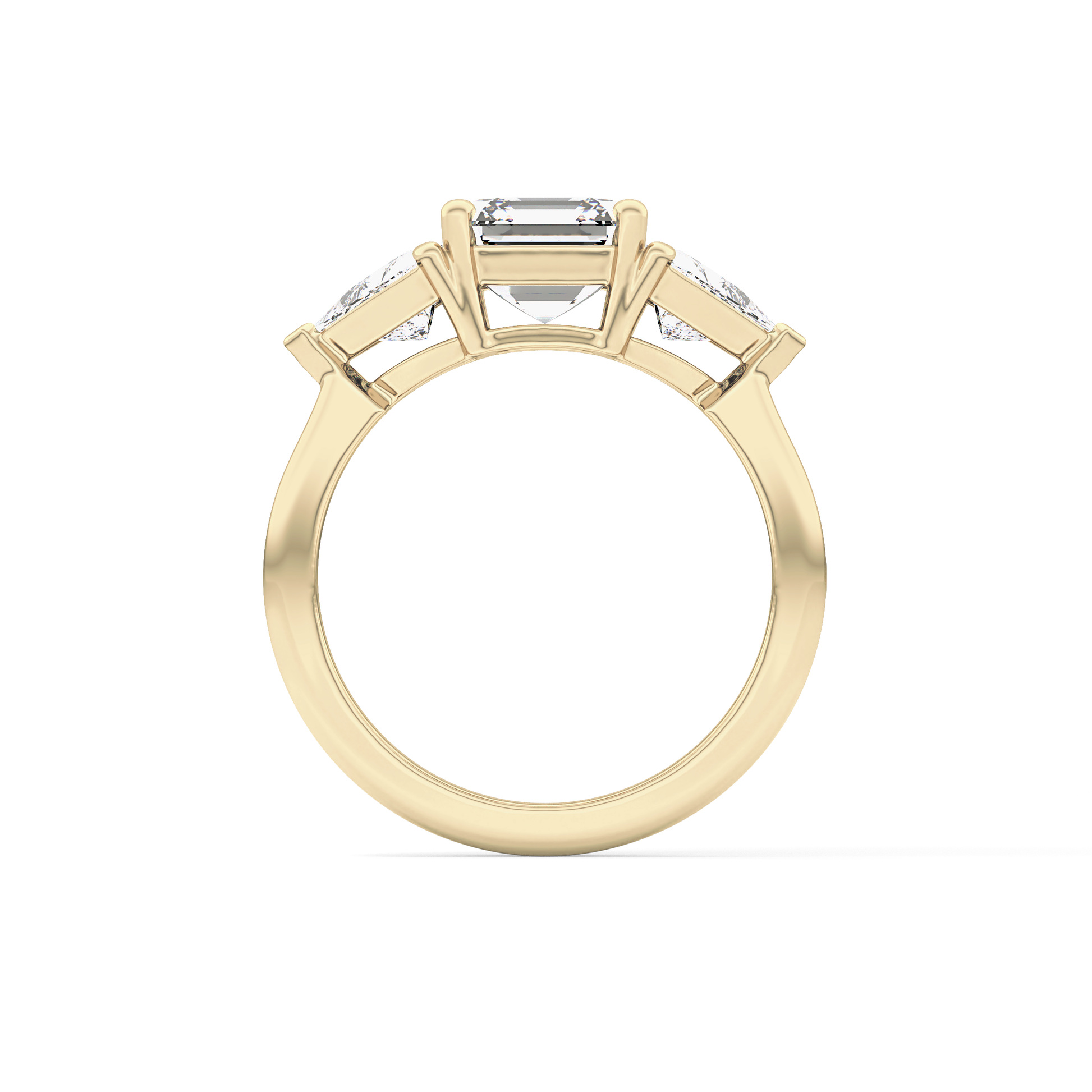 Emerald Three Stone Lab Grown Diamond Engagement Ring