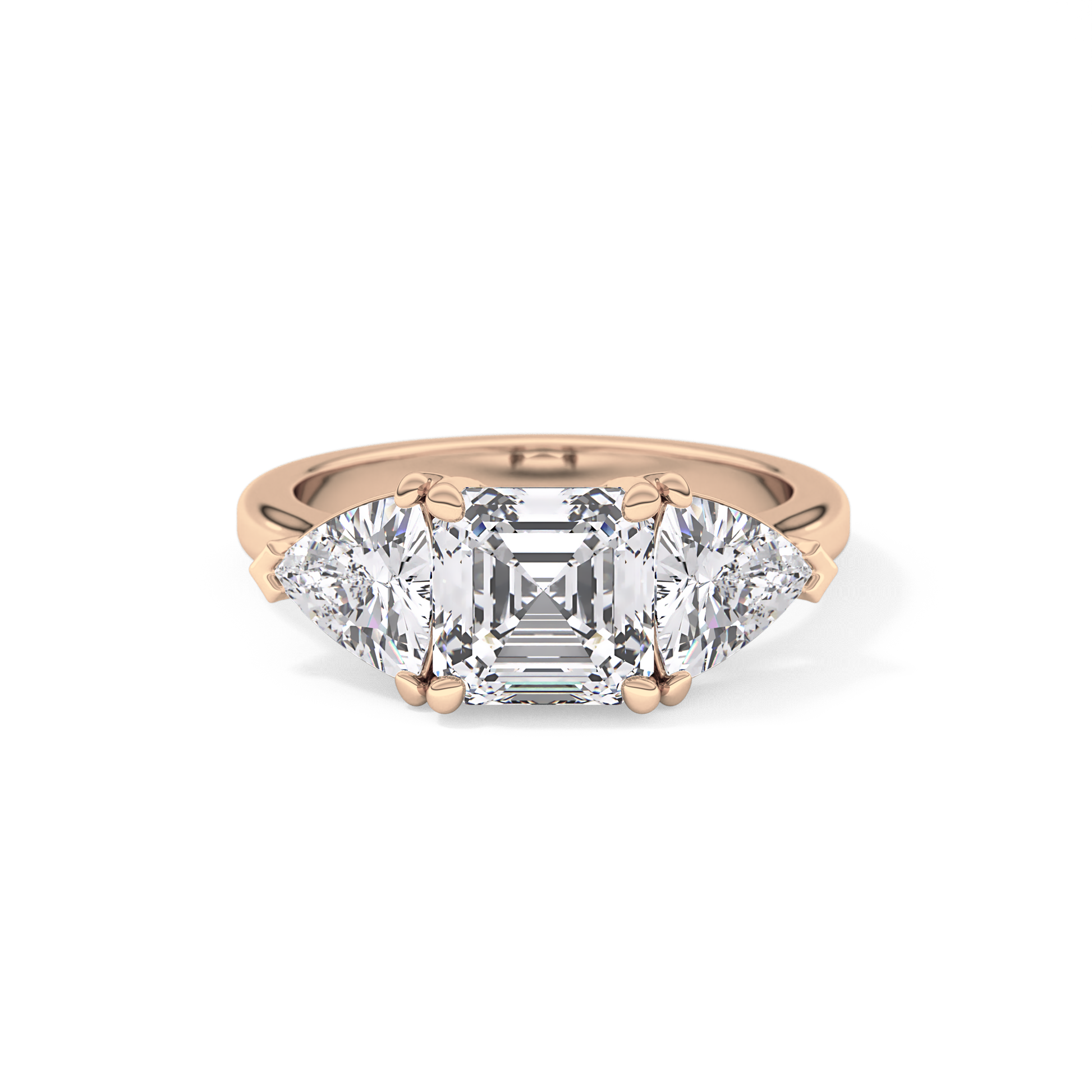 Emerald Three Stone Lab Grown Diamond Engagement Ring
