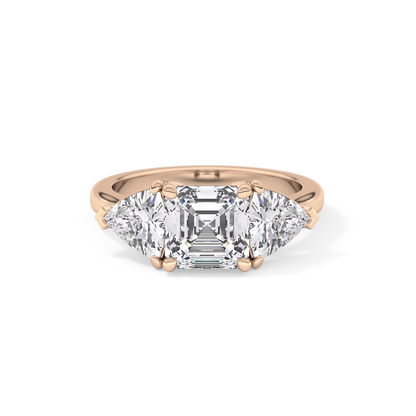 Emerald Three Stone Lab Grown Diamond Engagement Ring