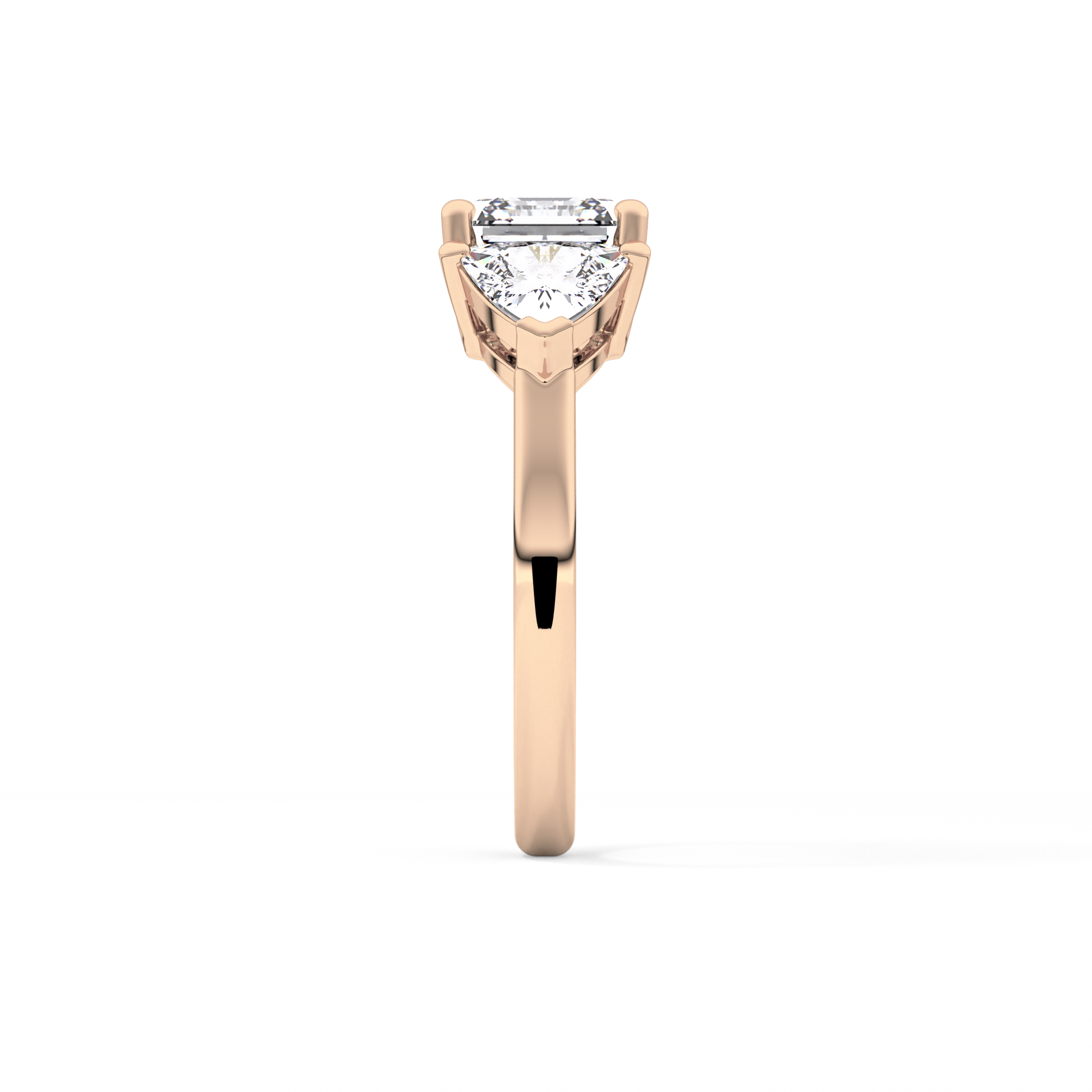 Emerald Three Stone Lab Grown Diamond Engagement Ring