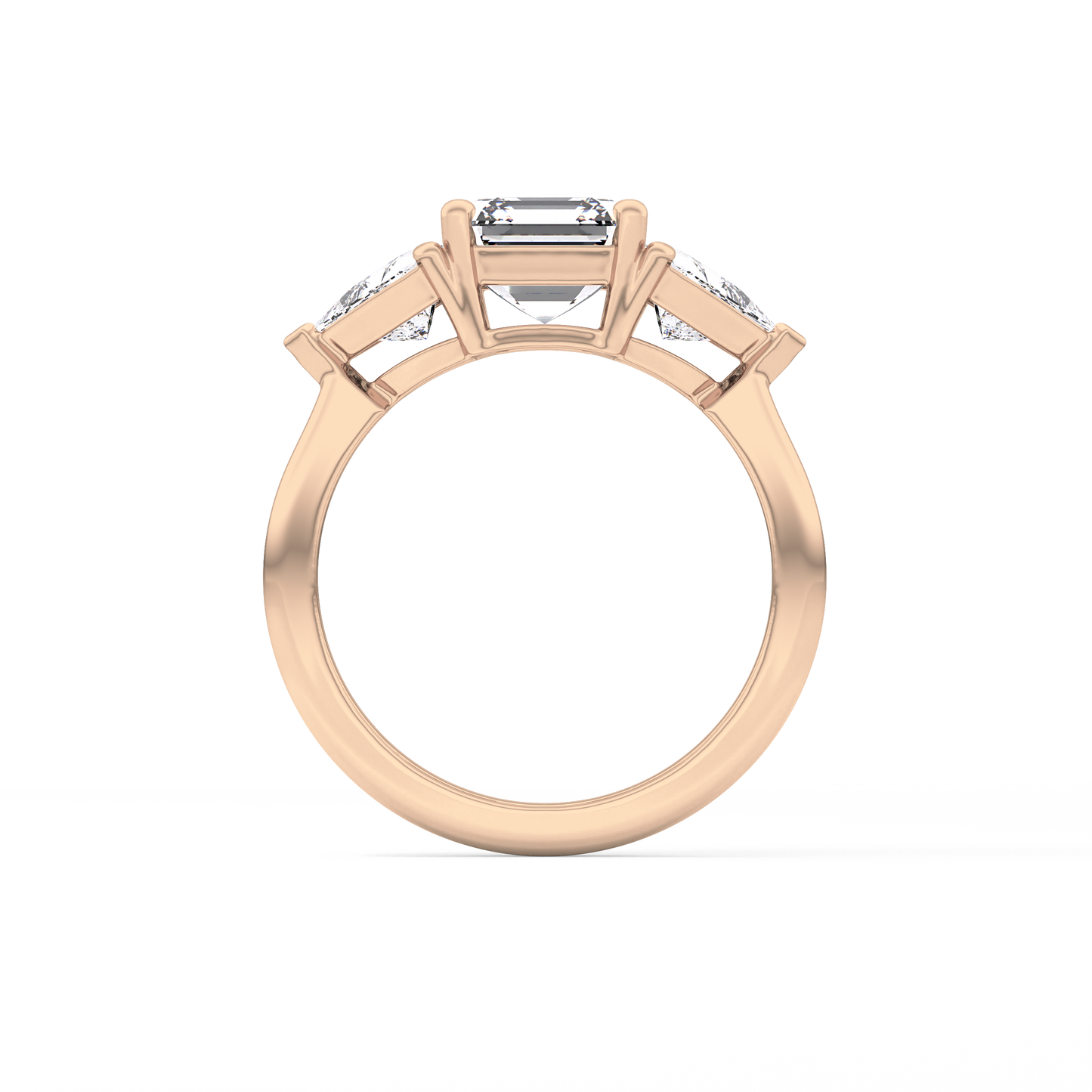 Emerald Three Stone Lab Grown Diamond Engagement Ring