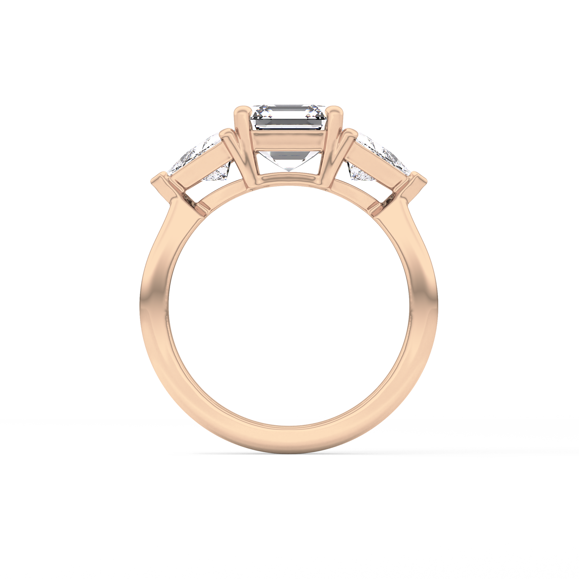 Emerald Three Stone Lab Grown Diamond Engagement Ring