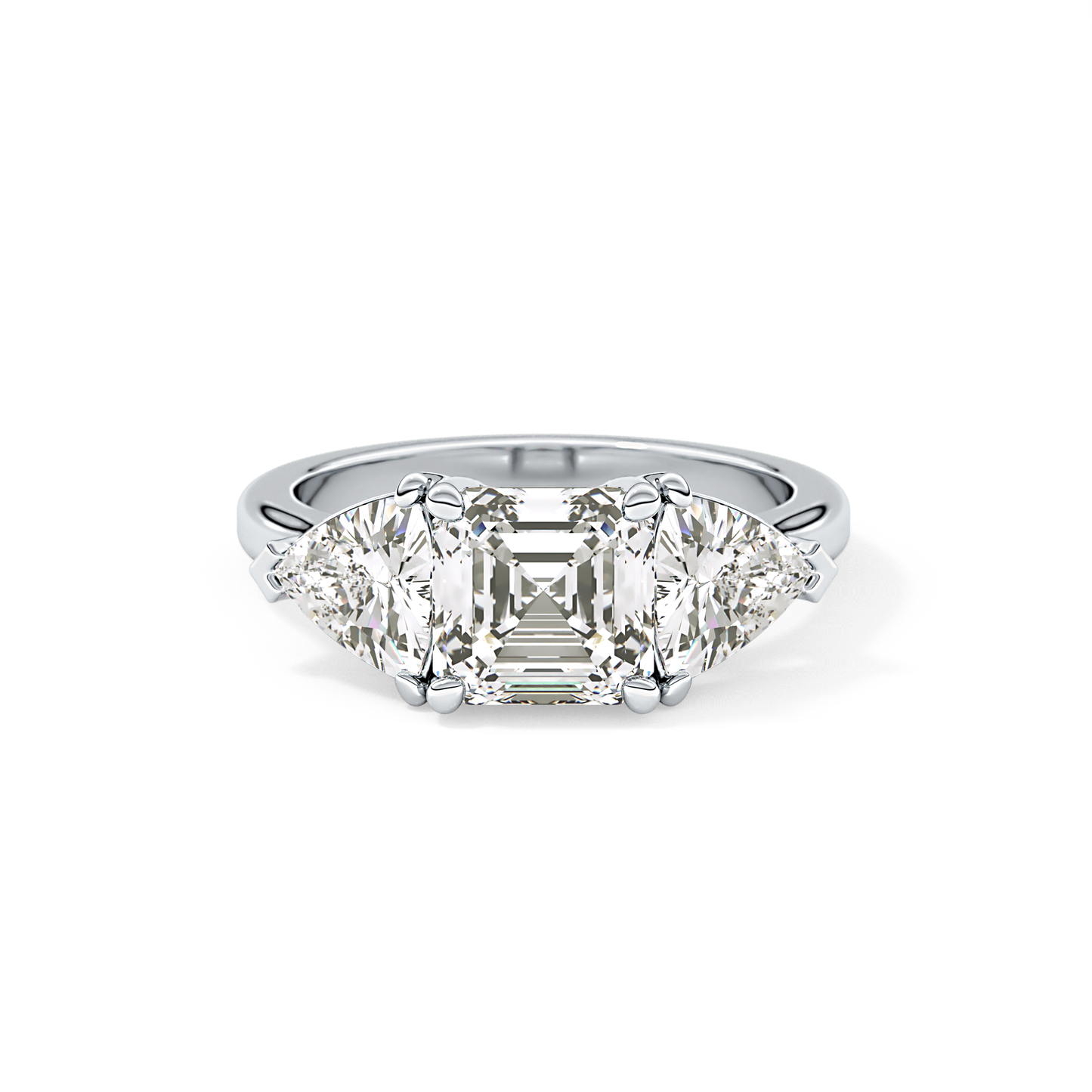 Emerald Three Stone Lab Grown Diamond Engagement Ring