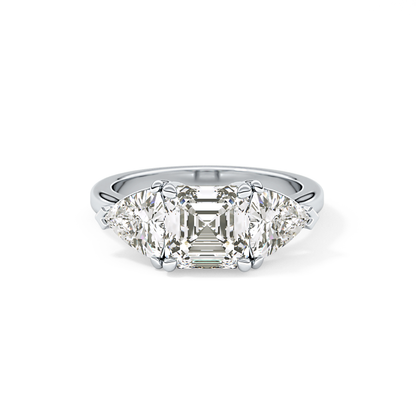 Emerald Three Stone Lab Grown Diamond Engagement Ring