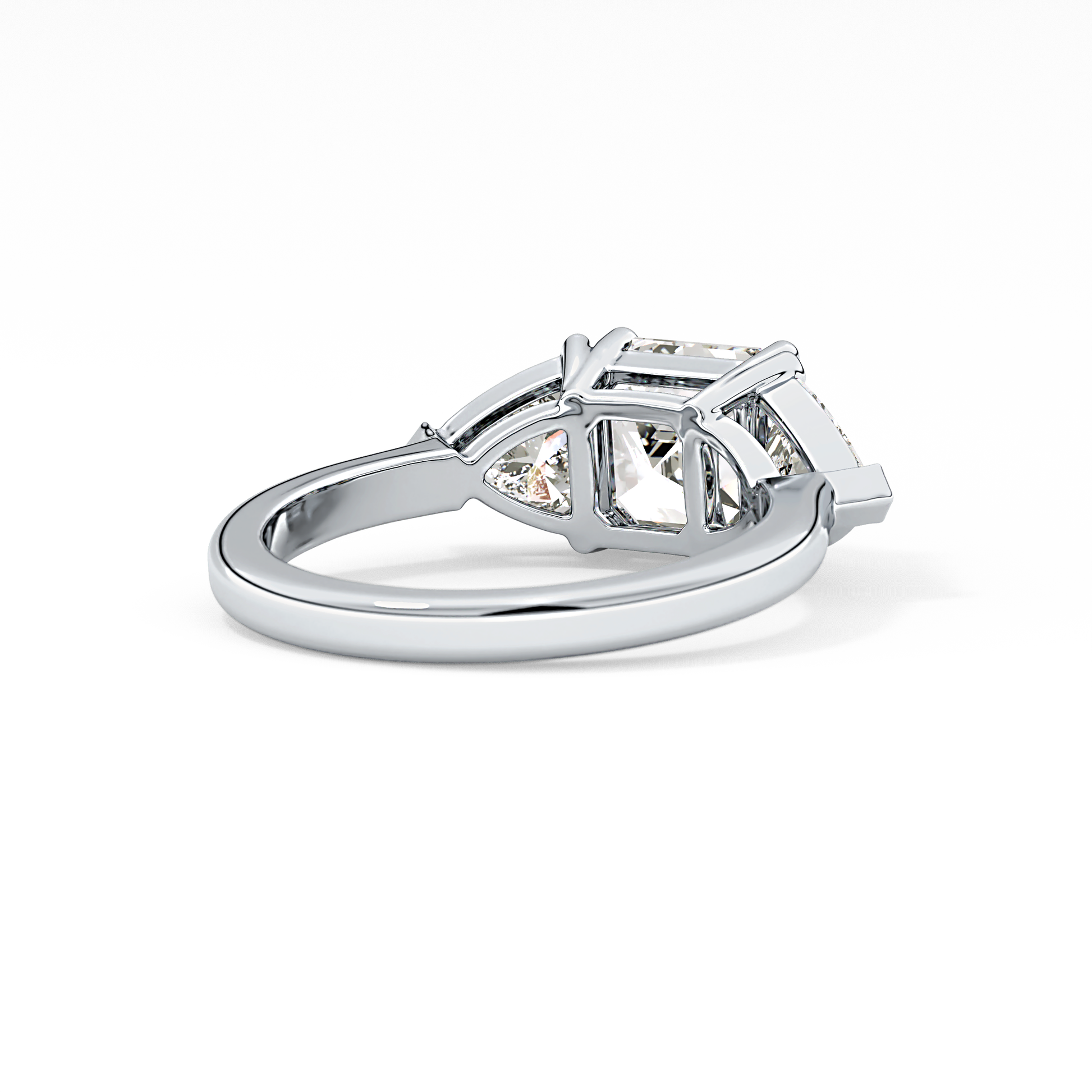 Emerald Three Stone Lab Grown Diamond Engagement Ring