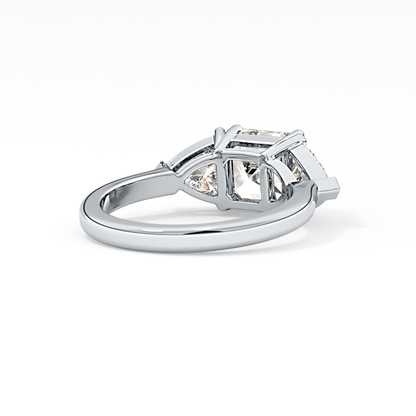 Emerald Three Stone Lab Grown Diamond Engagement Ring