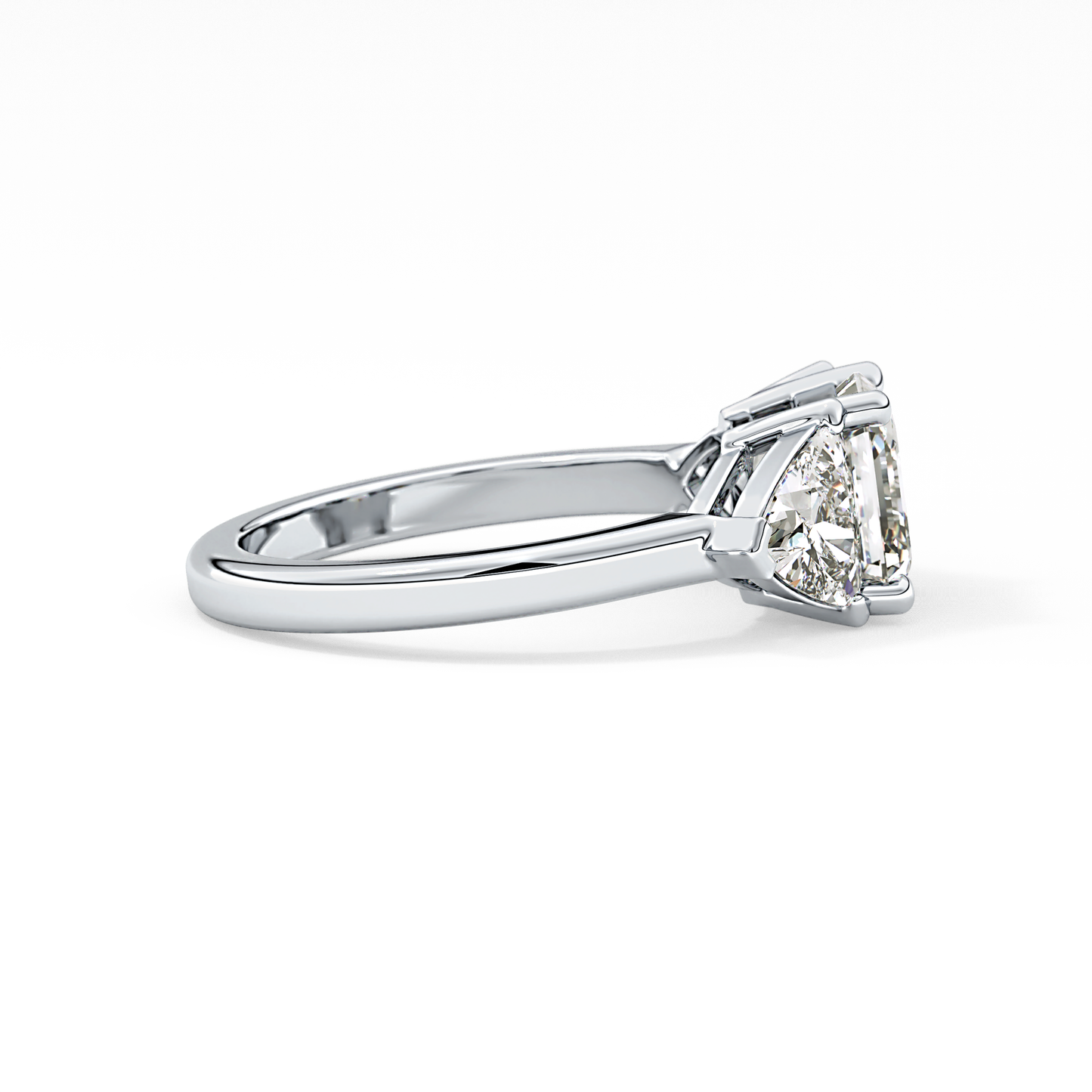 Emerald Three Stone Lab Grown Diamond Engagement Ring