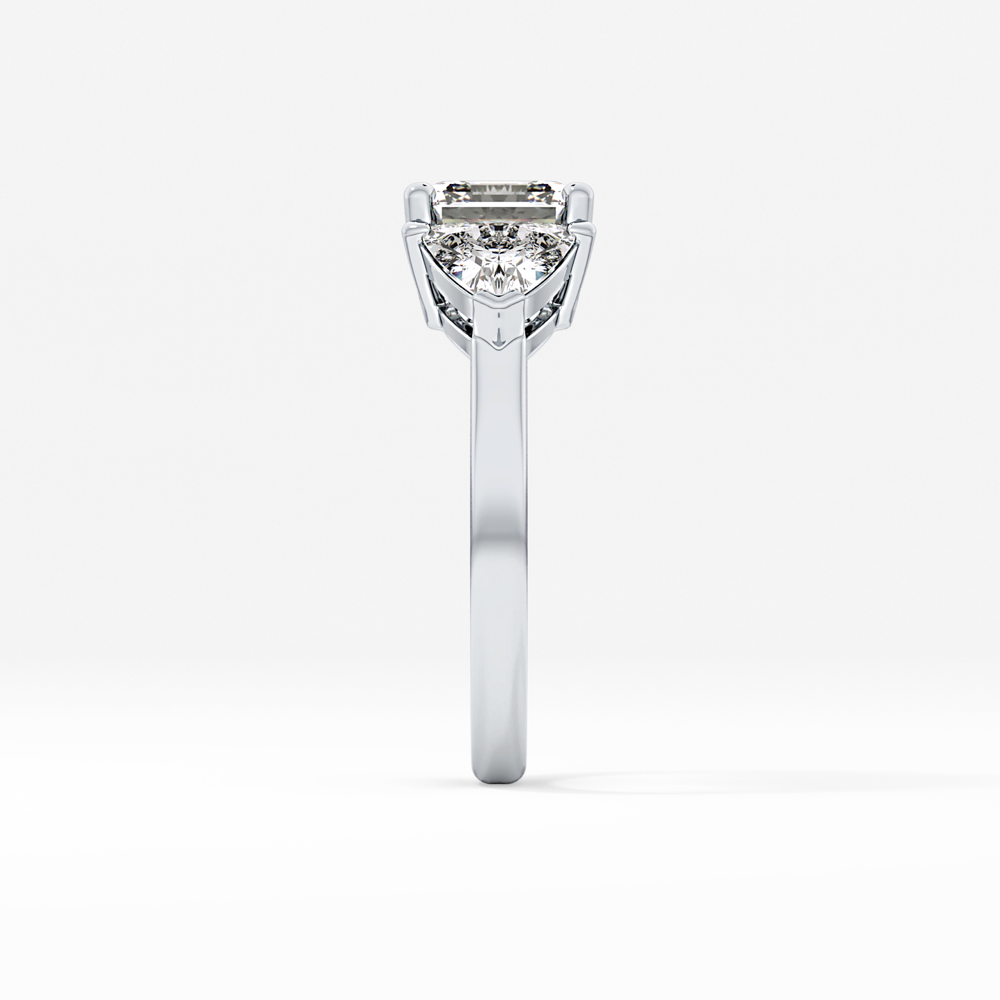 Emerald Three Stone Lab Grown Diamond Engagement Ring
