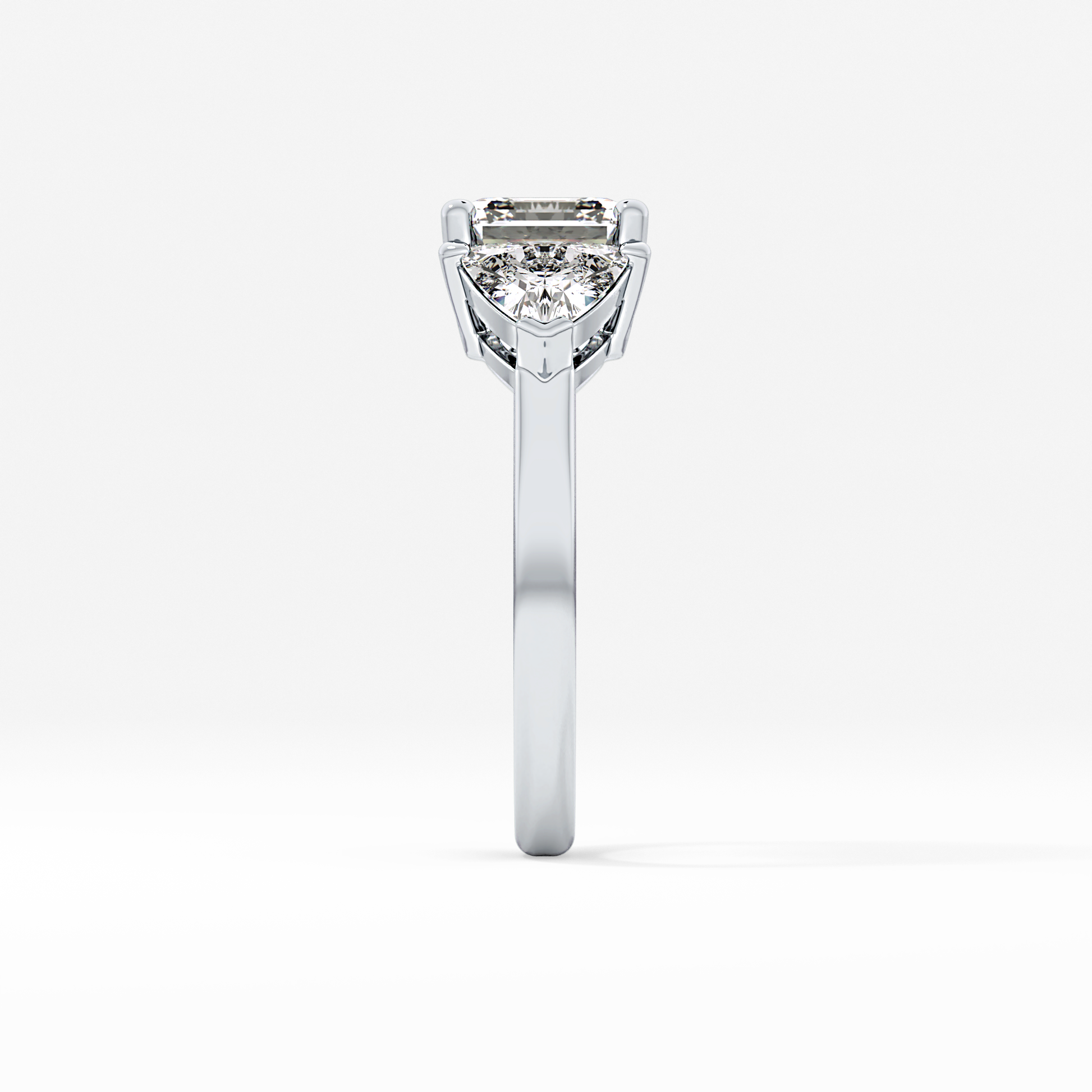 Emerald Three Stone Lab Grown Diamond Engagement Ring