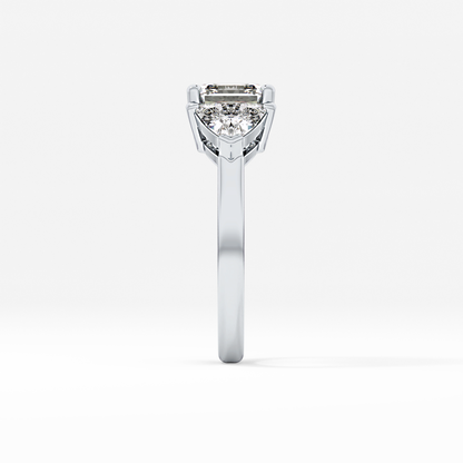 Emerald Three Stone Lab Grown Diamond Engagement Ring