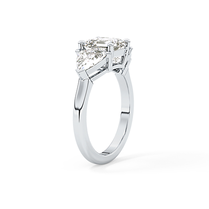 Emerald Three Stone Lab Grown Diamond Engagement Ring
