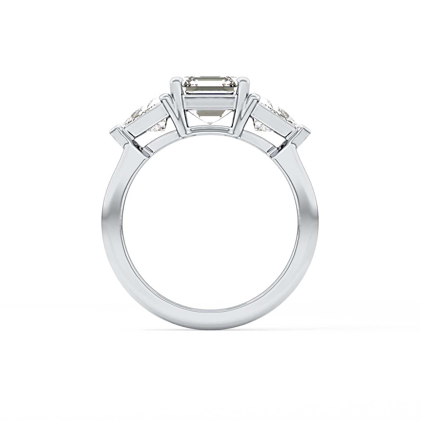 Emerald Three Stone Lab Grown Diamond Engagement Ring