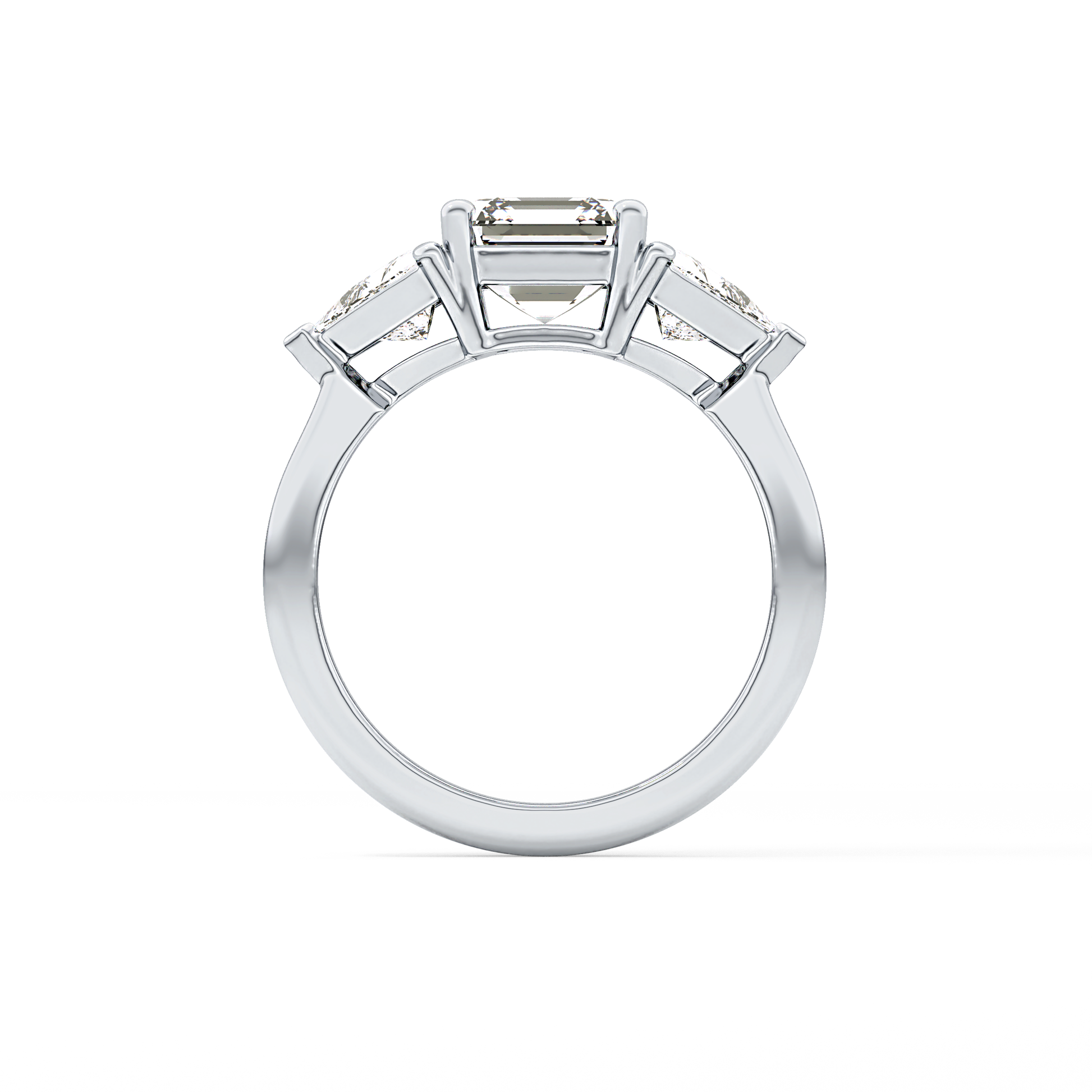 Emerald Three Stone Lab Grown Diamond Engagement Ring