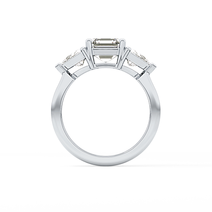 Emerald Three Stone Lab Grown Diamond Engagement Ring
