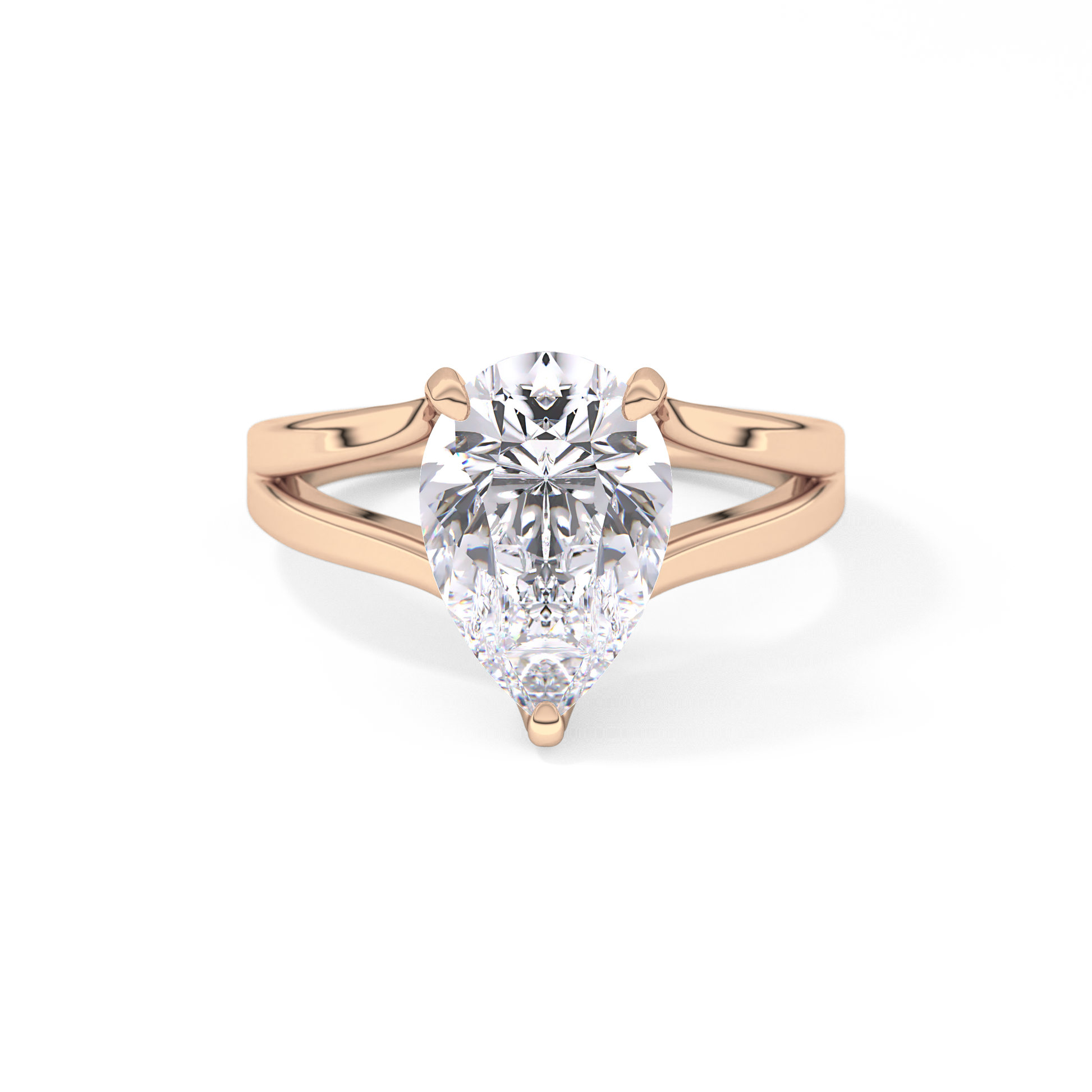 Pear Split Shank Lab Grown Diamond Engagement Ring