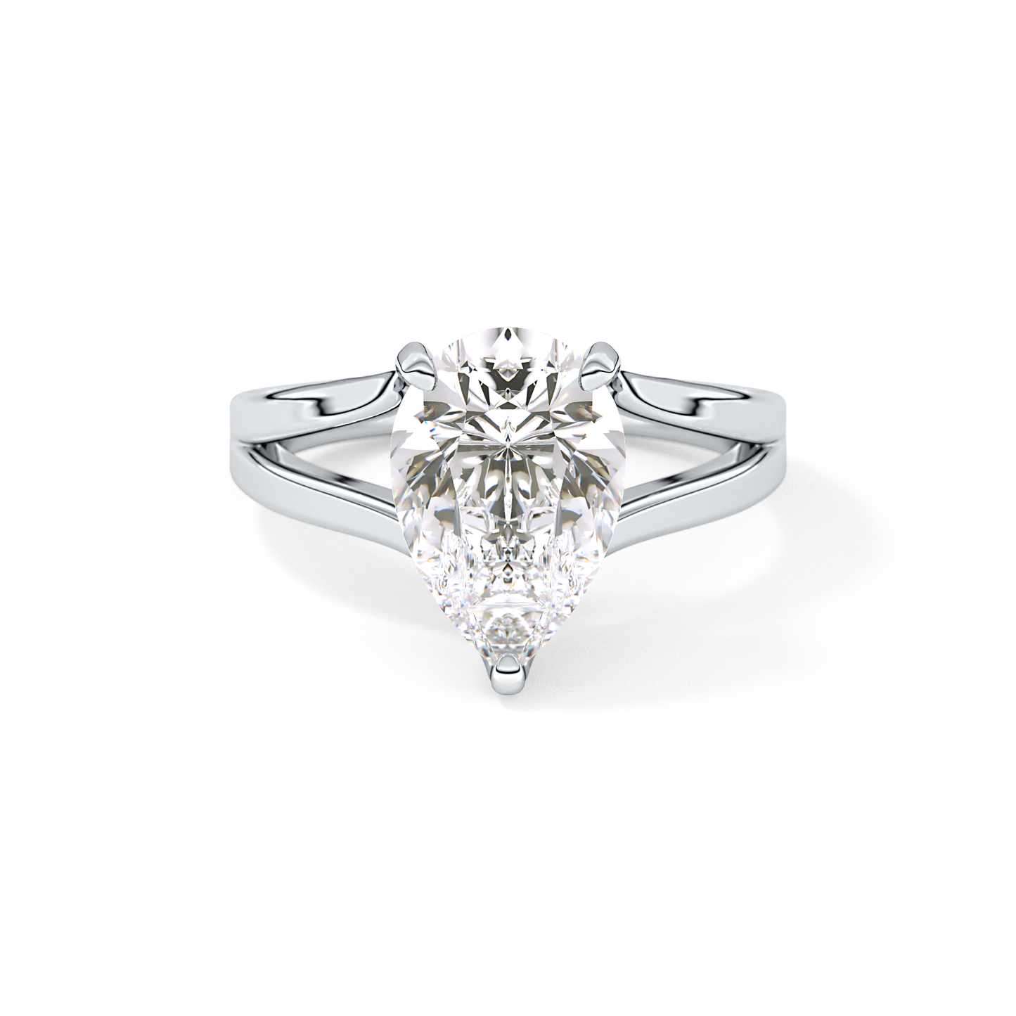 Pear Split Shank Lab Grown Diamond Engagement Ring