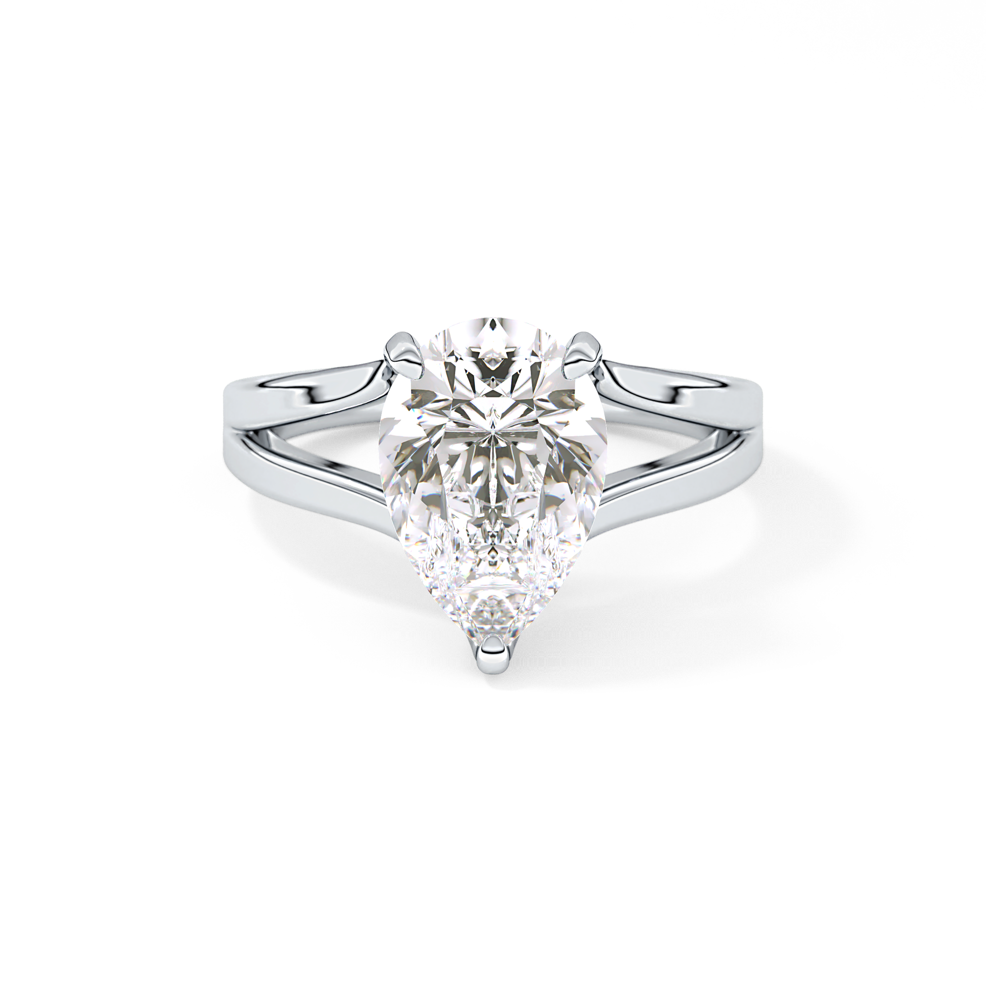 Pear Split Shank Lab Grown Diamond Engagement Ring