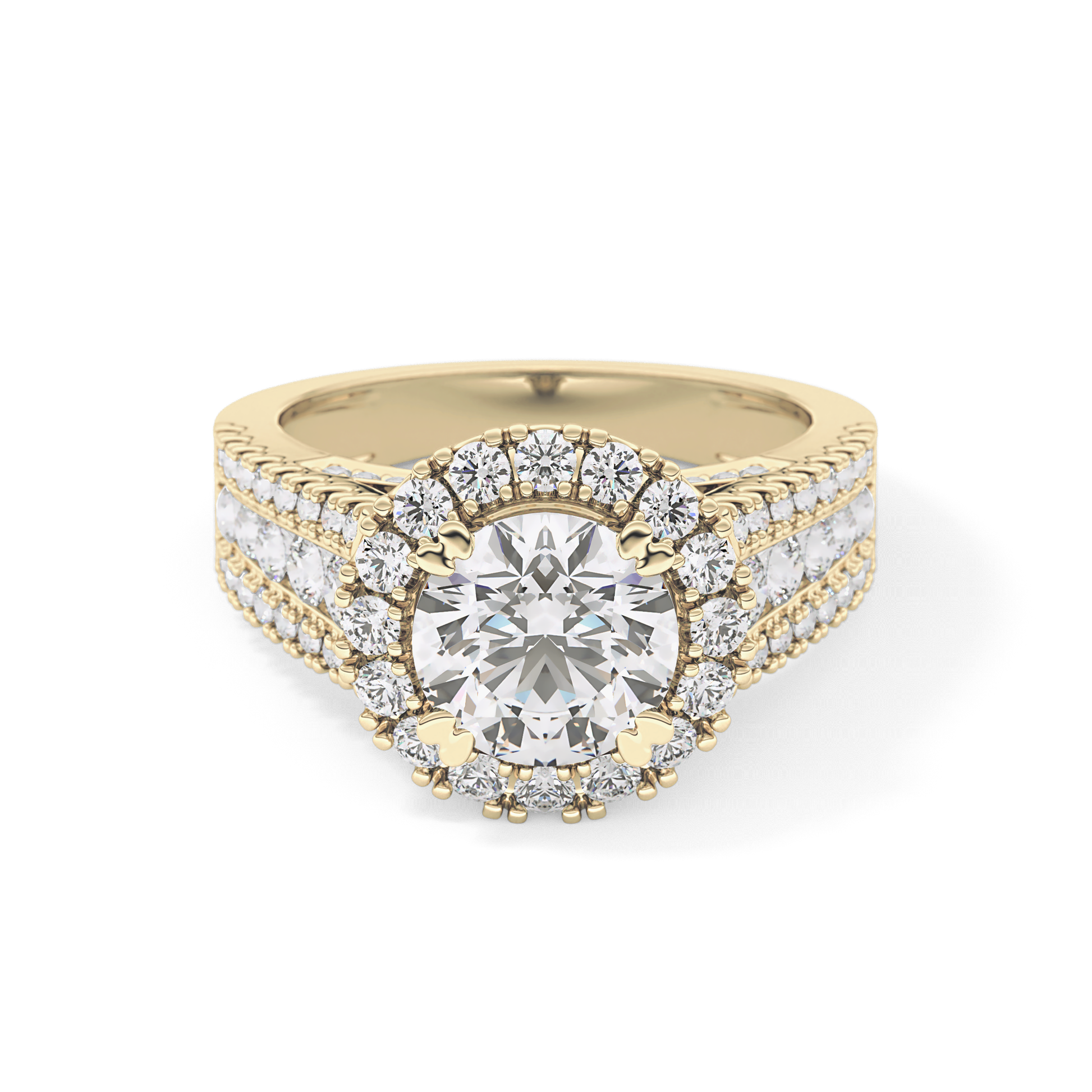 Round Pave Lab Grown Diamond Engagement Ring