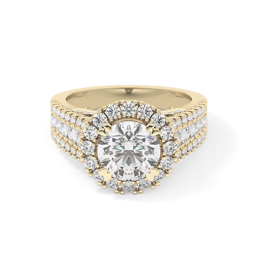 Round Pave Lab Grown Diamond Engagement Ring