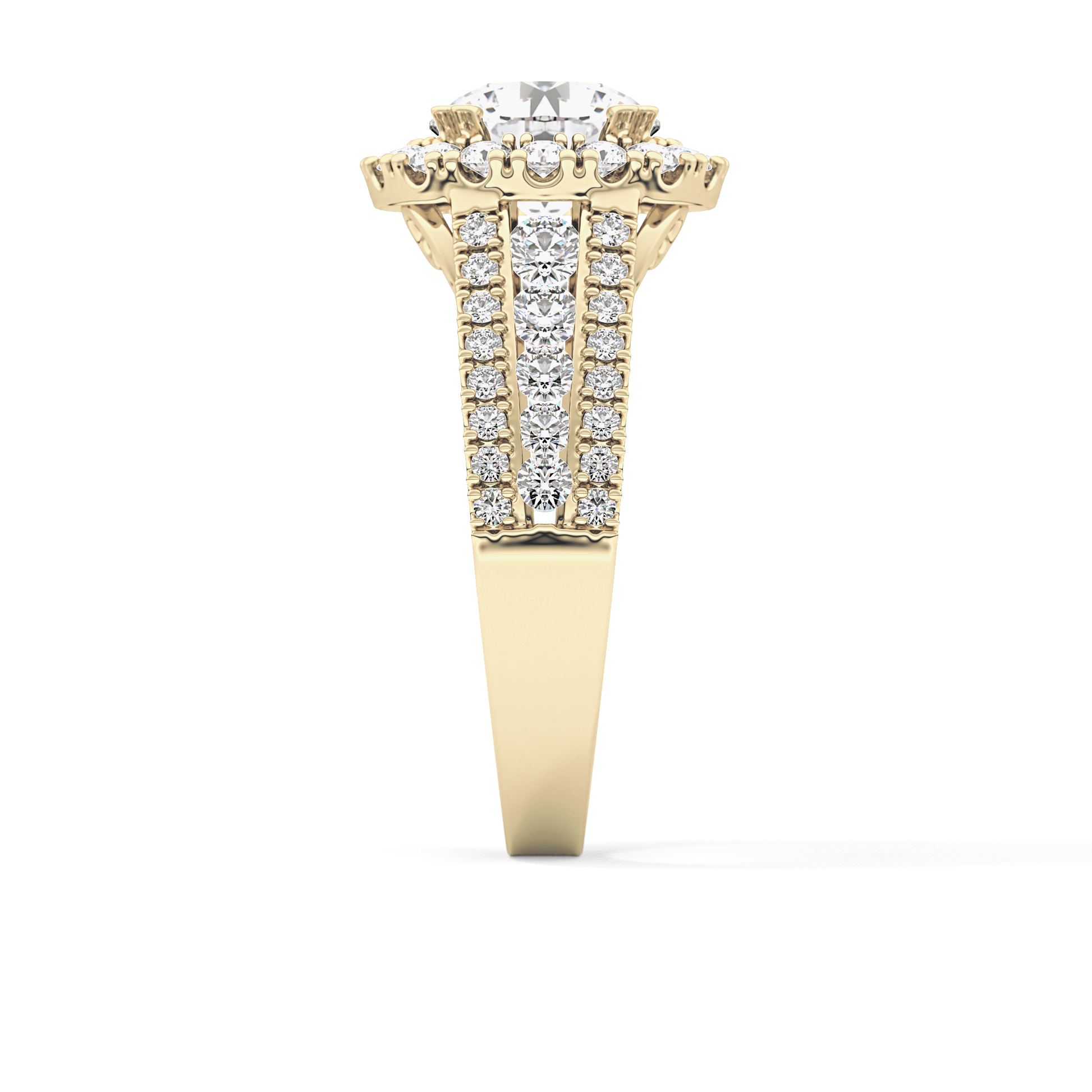 Round Pave Lab Grown Diamond Engagement Ring