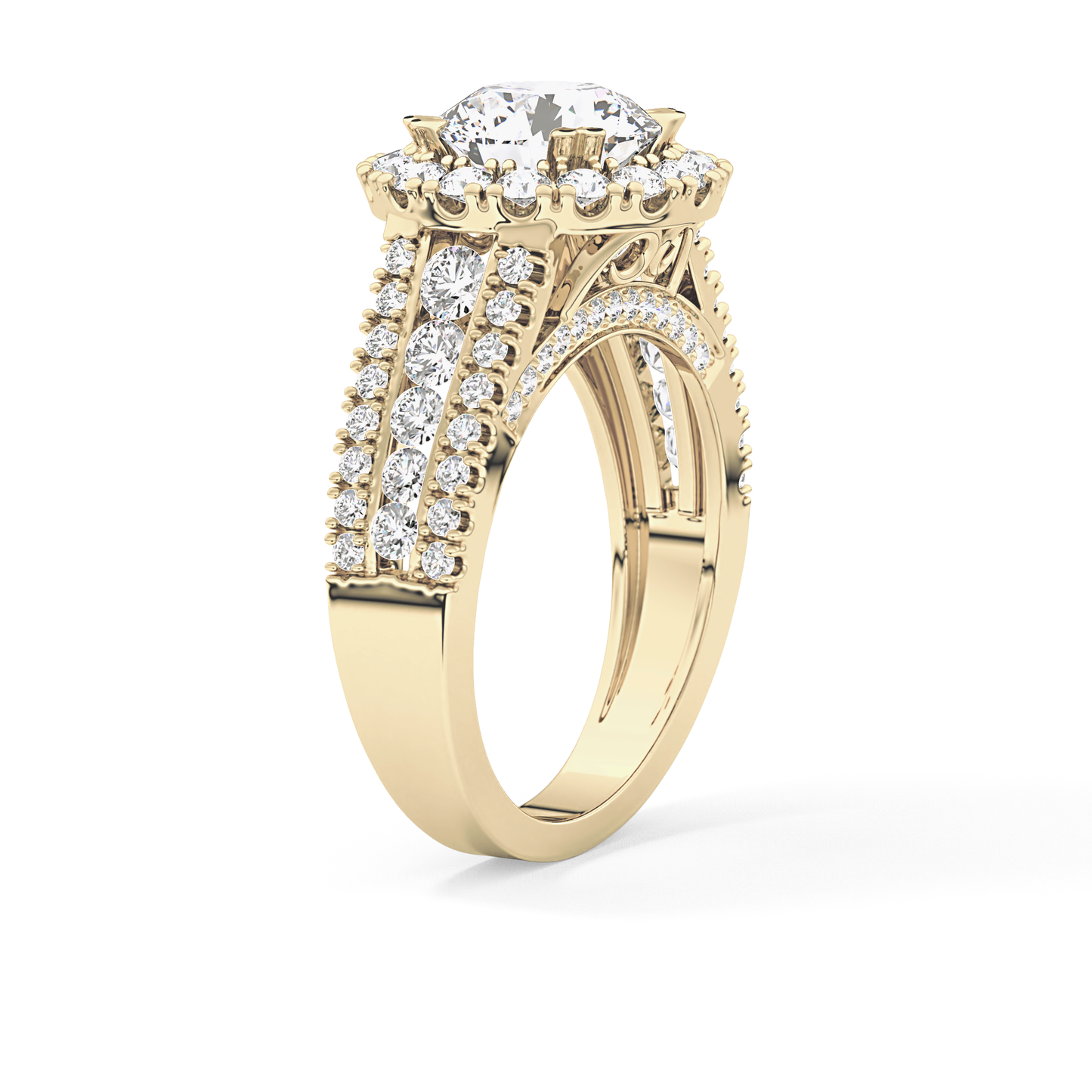 Round Pave Lab Grown Diamond Engagement Ring