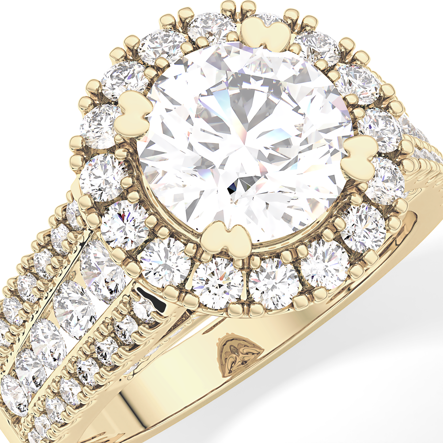 Round Pave Lab Grown Diamond Engagement Ring