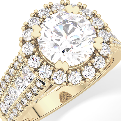 Round Pave Lab Grown Diamond Engagement Ring