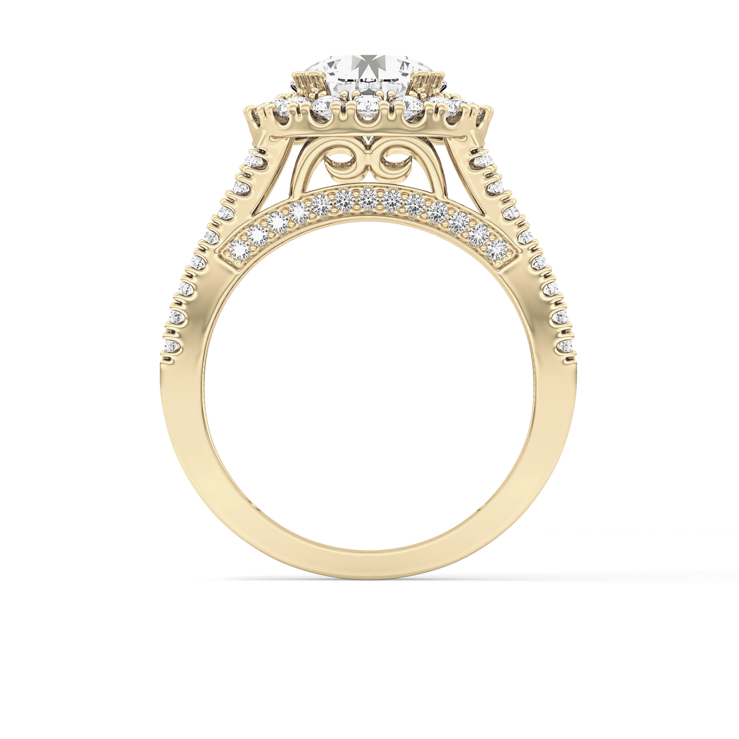 Round Pave Lab Grown Diamond Engagement Ring