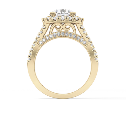 Round Pave Lab Grown Diamond Engagement Ring