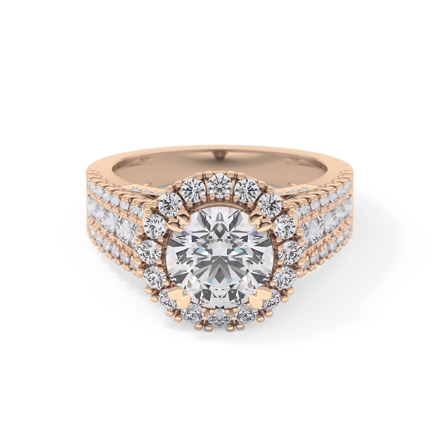 Round Pave Lab Grown Diamond Engagement Ring