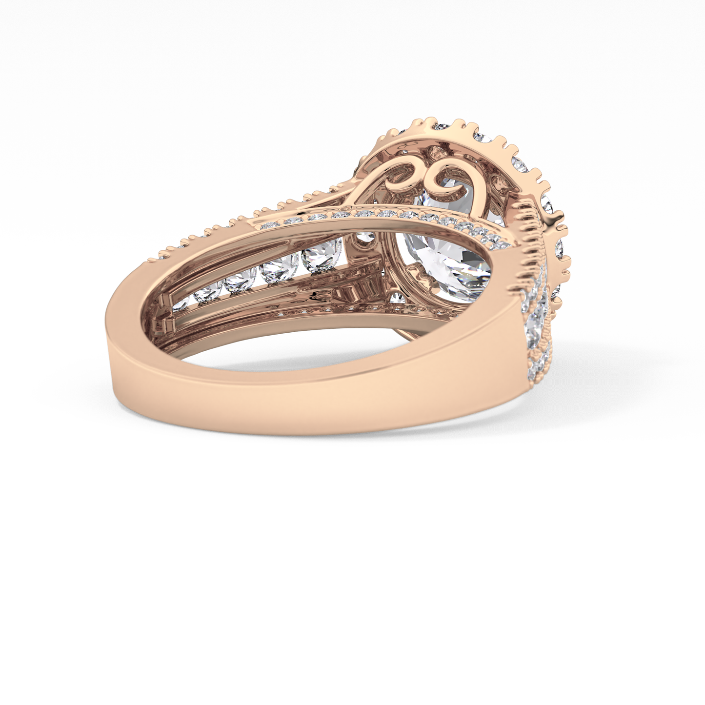 Round Pave Lab Grown Diamond Engagement Ring
