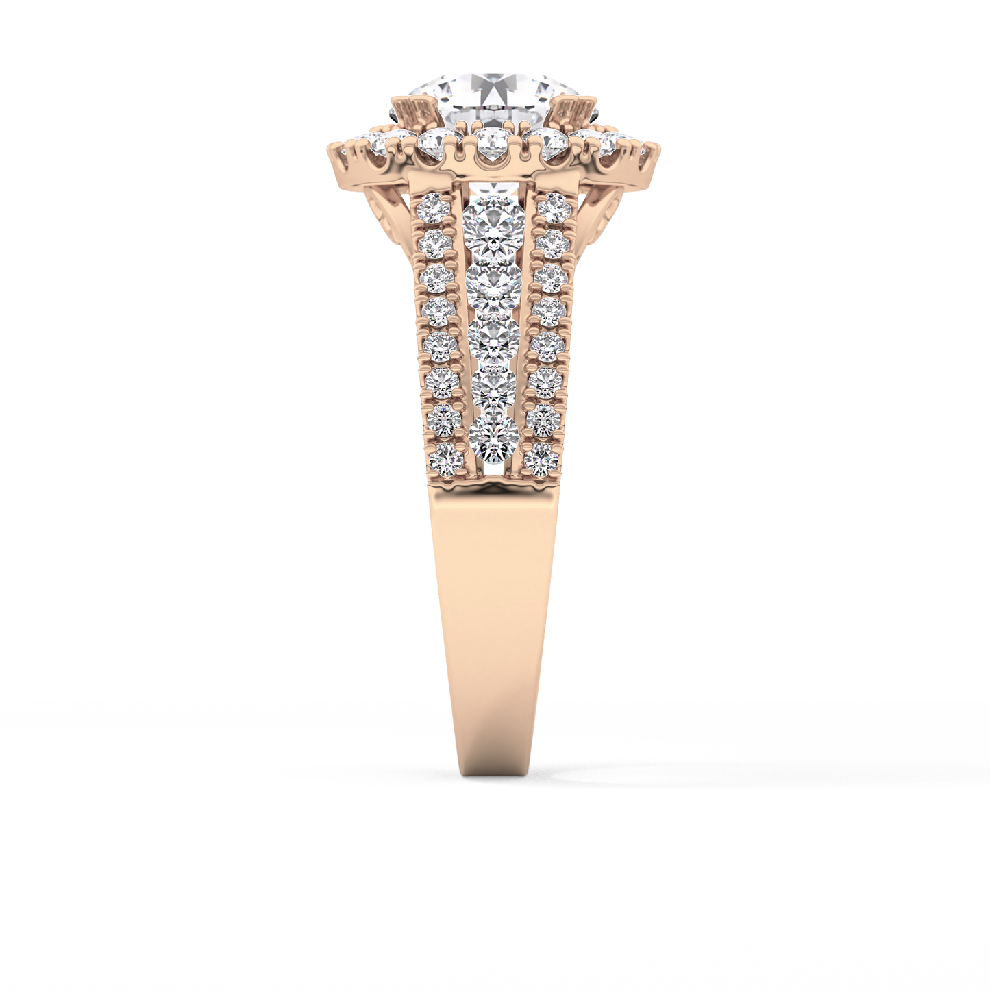 Round Pave Lab Grown Diamond Engagement Ring