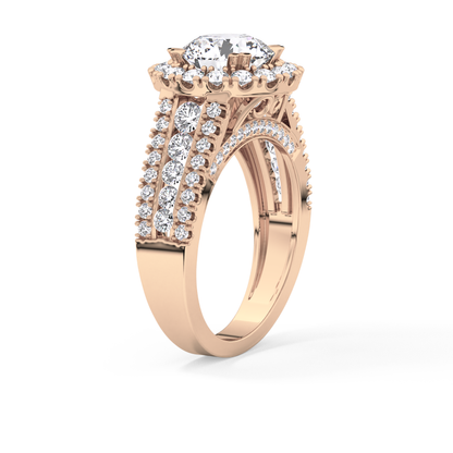 Round Pave Lab Grown Diamond Engagement Ring