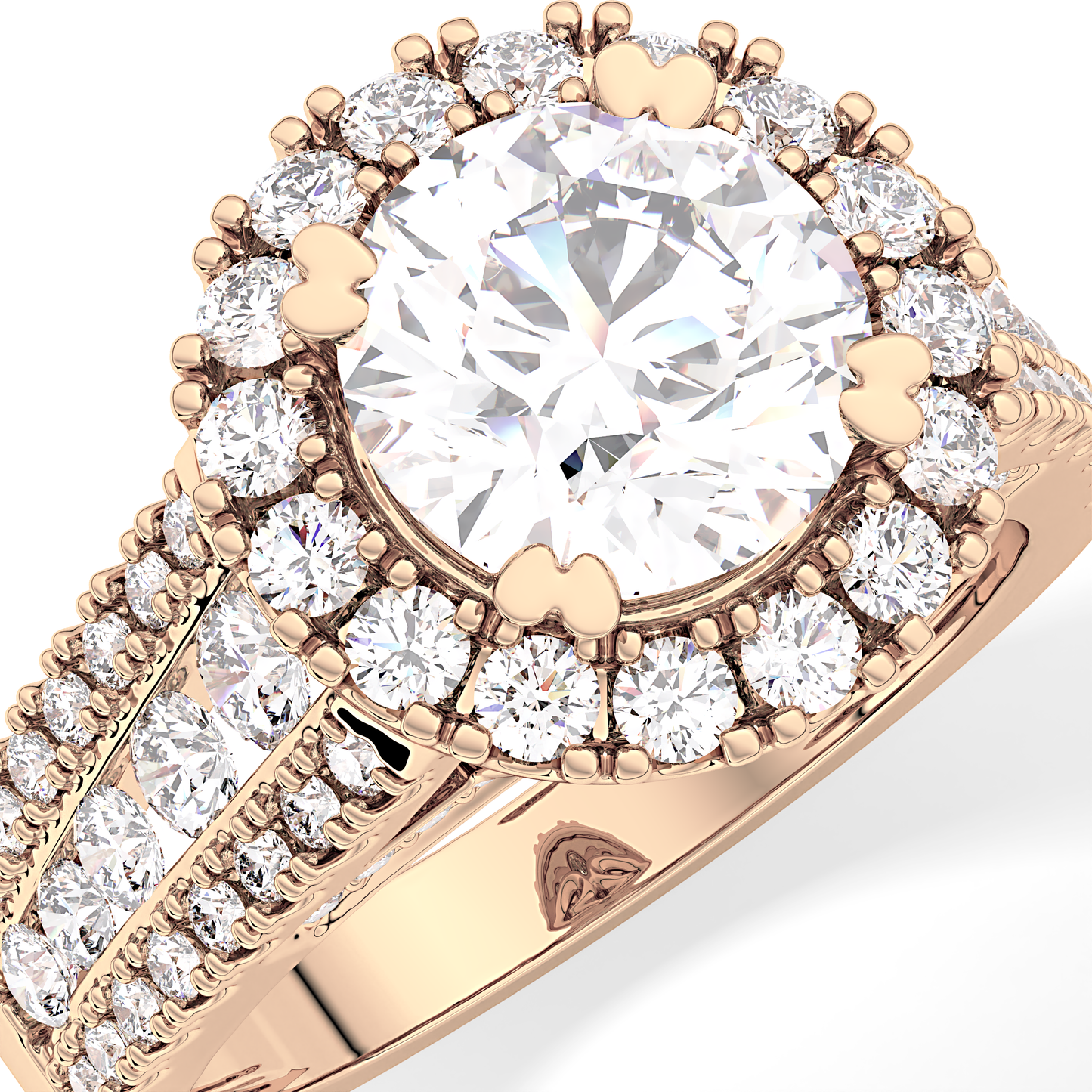 Round Pave Lab Grown Diamond Engagement Ring