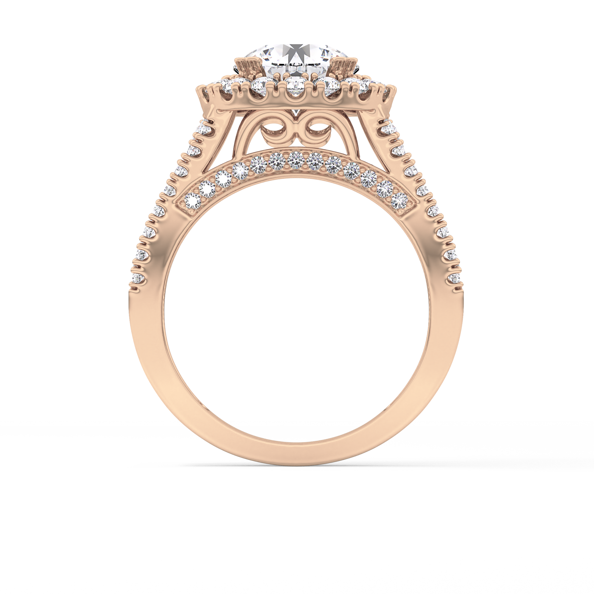 Round Pave Lab Grown Diamond Engagement Ring