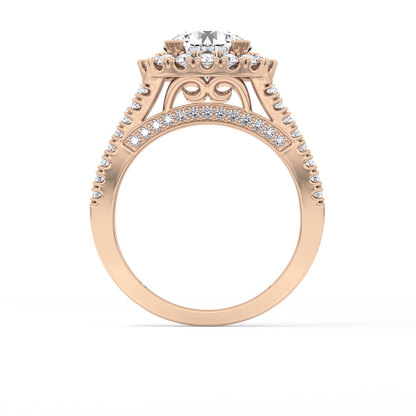 Round Pave Lab Grown Diamond Engagement Ring