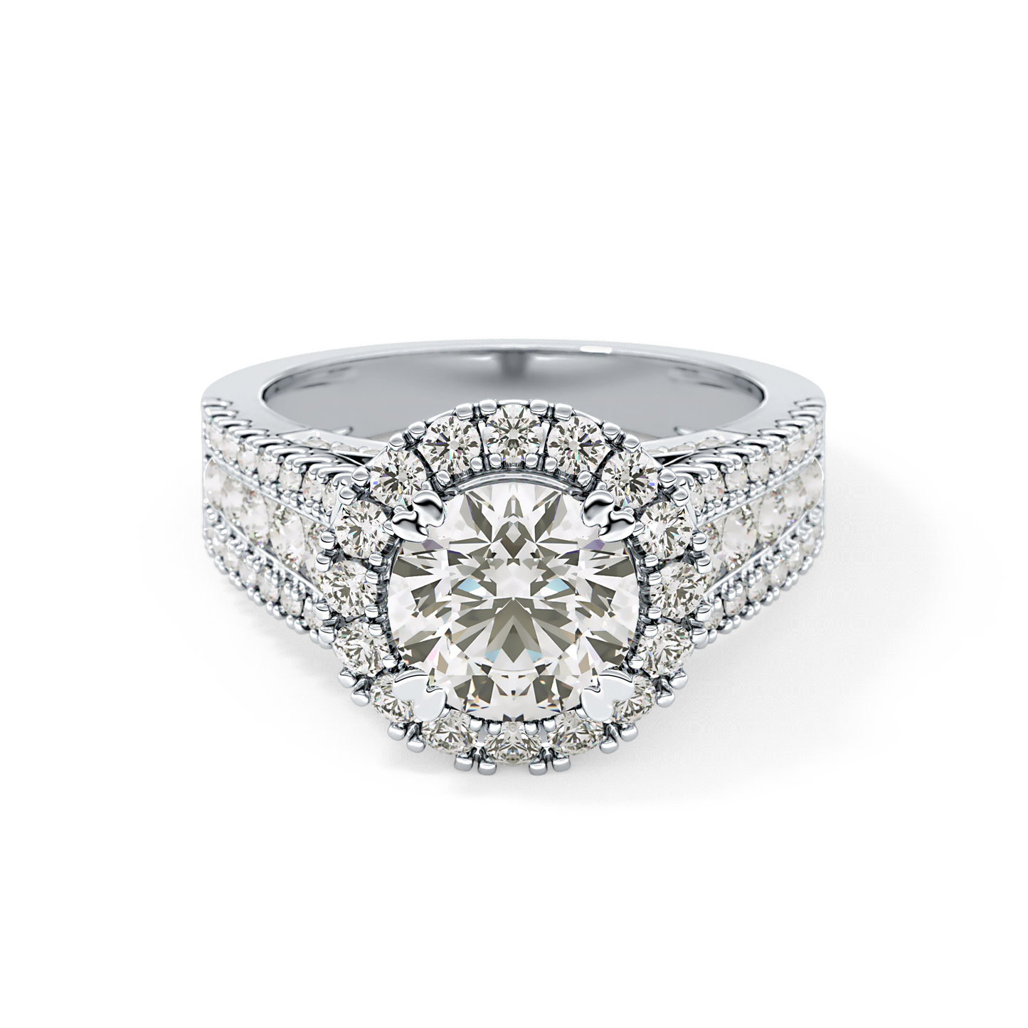 Round Pave Lab Grown Diamond Engagement Ring