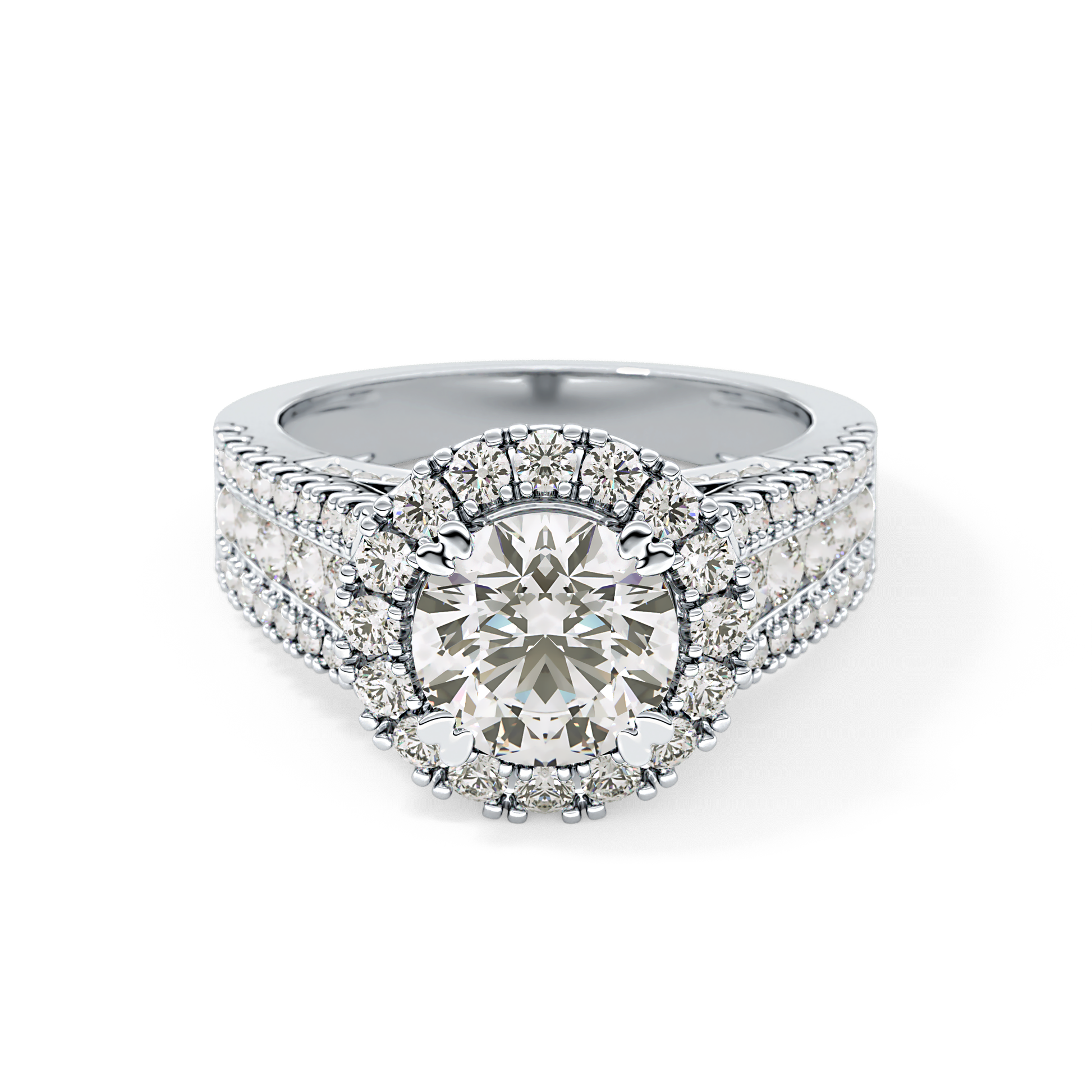 Round Pave Lab Grown Diamond Engagement Ring