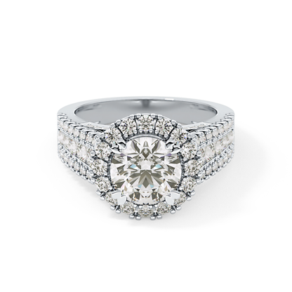 Round Pave Lab Grown Diamond Engagement Ring