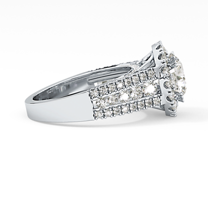 Round Pave Lab Grown Diamond Engagement Ring
