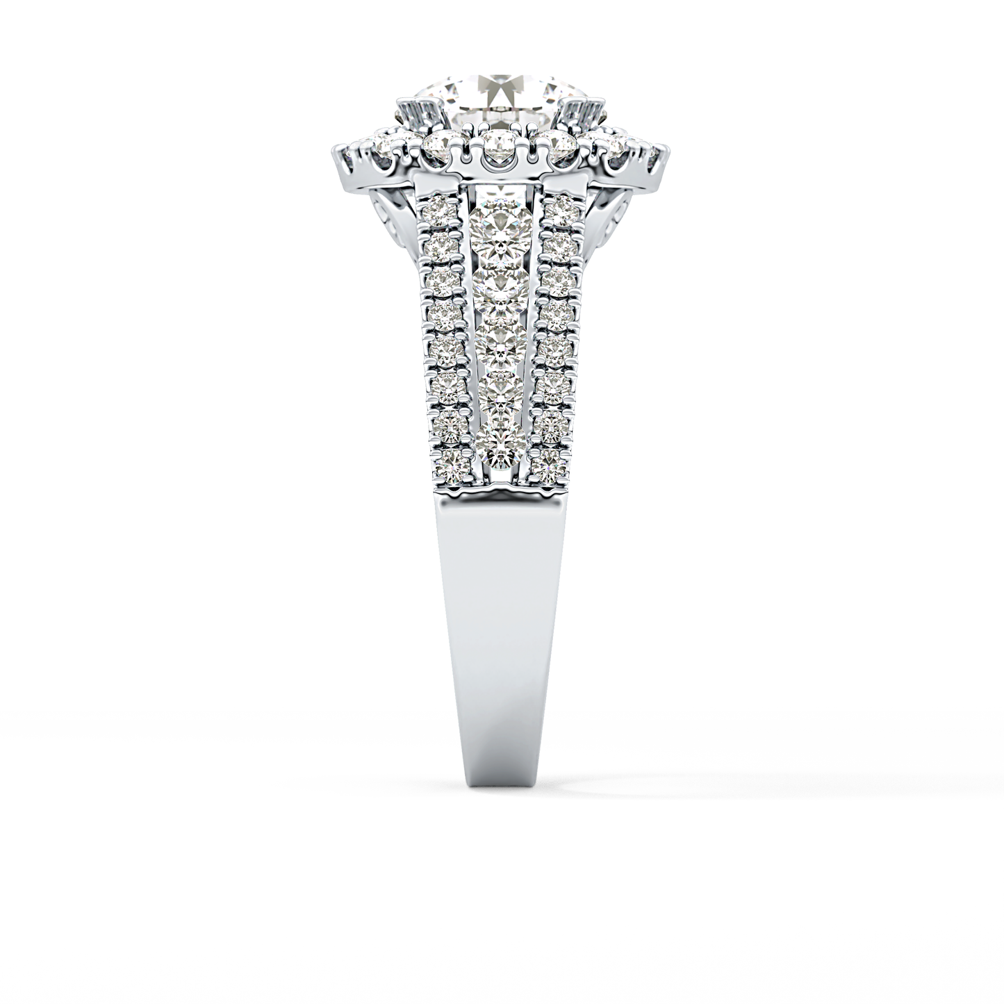 Round Pave Lab Grown Diamond Engagement Ring