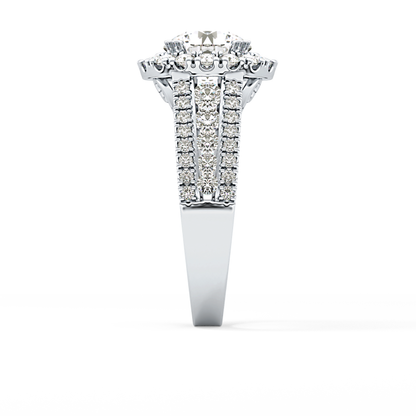 Round Pave Lab Grown Diamond Engagement Ring