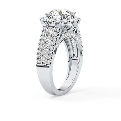 Round Pave Lab Grown Diamond Engagement Ring