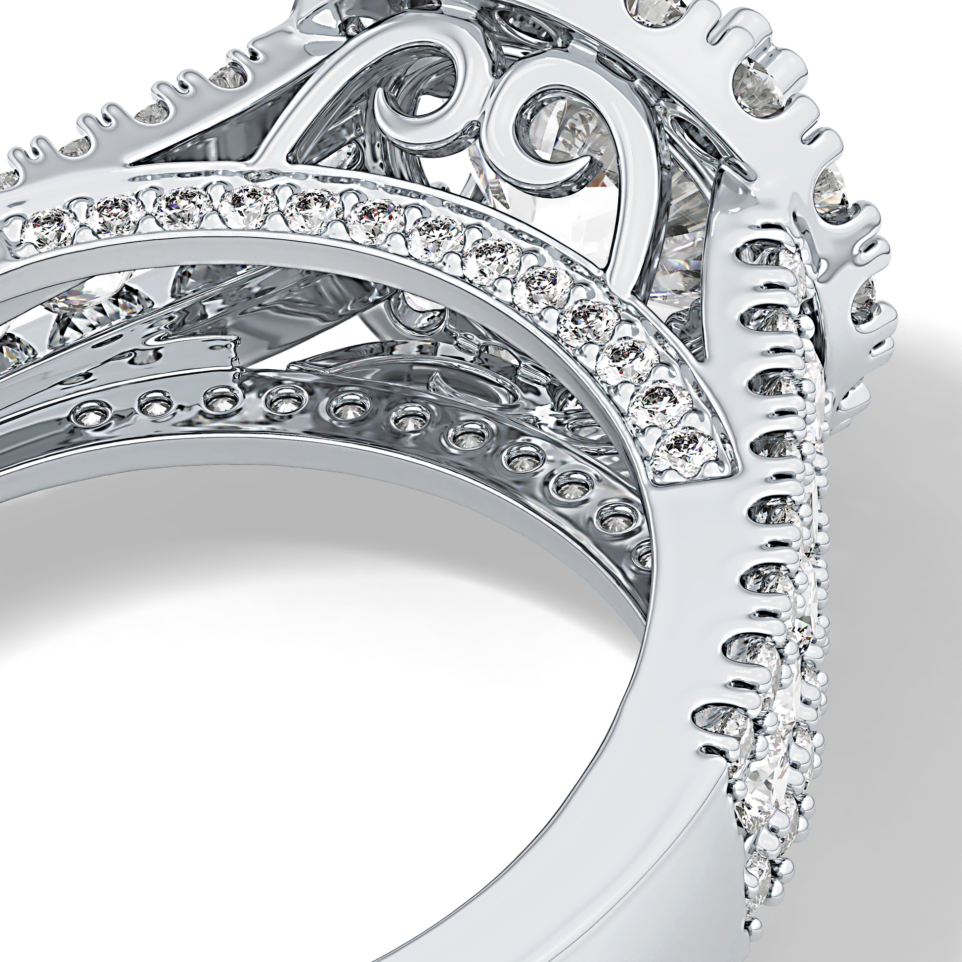 Round Pave Lab Grown Diamond Engagement Ring