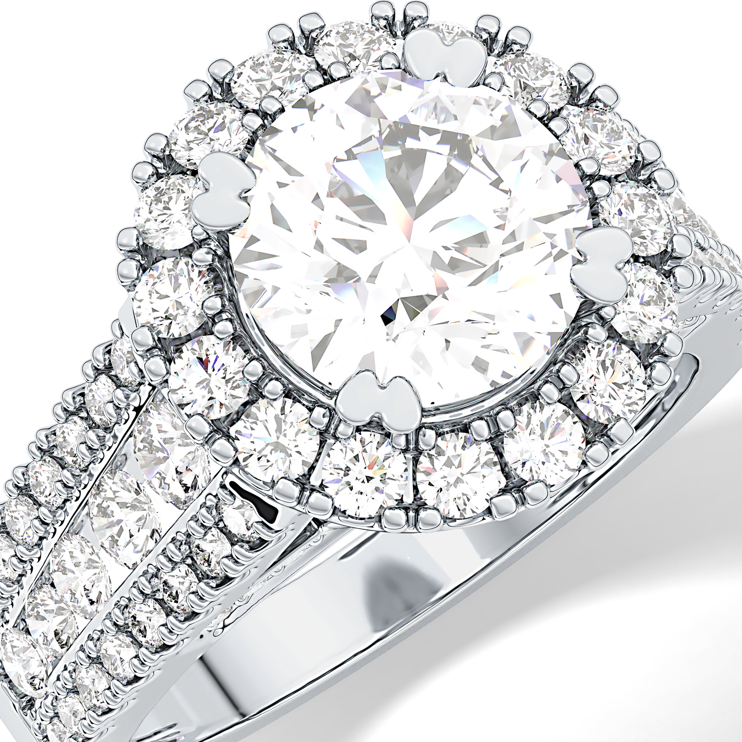 Round Pave Lab Grown Diamond Engagement Ring