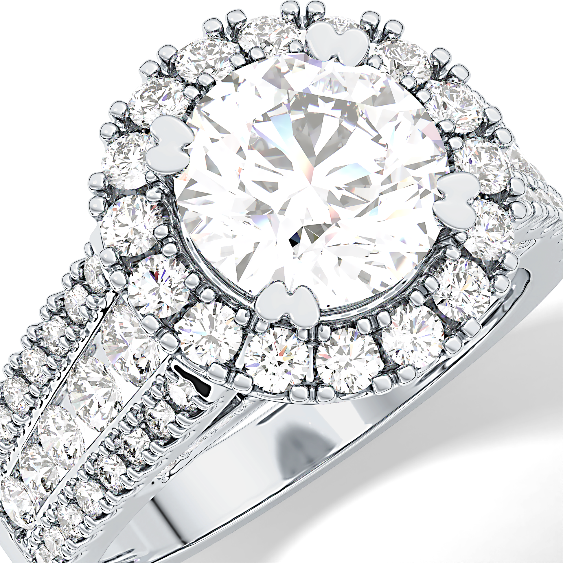 Round Pave Lab Grown Diamond Engagement Ring