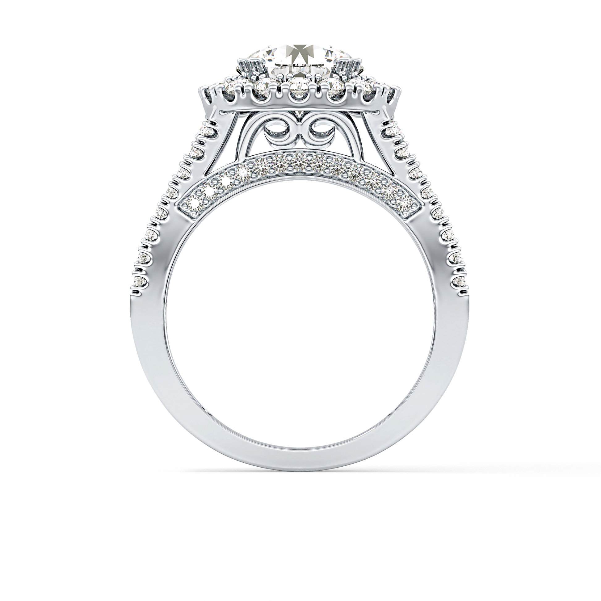 Round Pave Lab Grown Diamond Engagement Ring