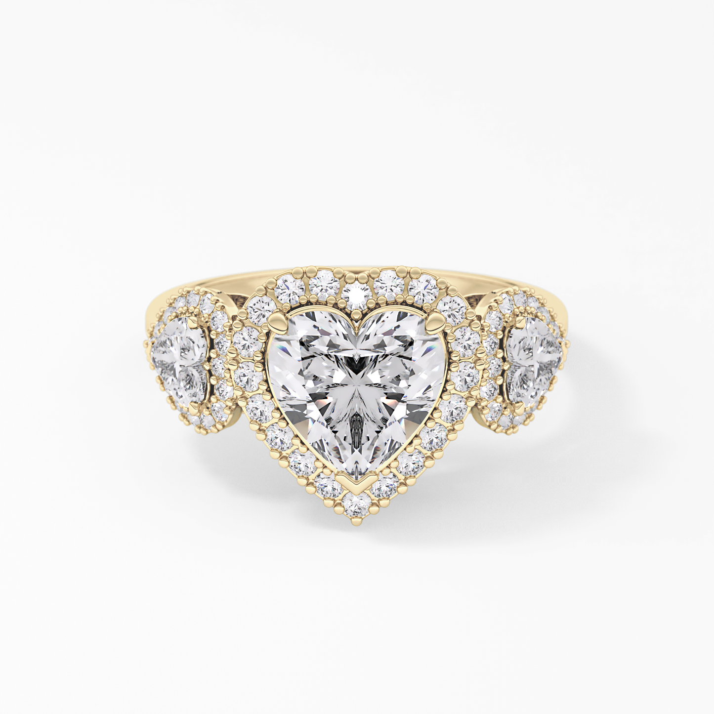 Heart Three Stone Lab Grown Diamond Engagement Ring