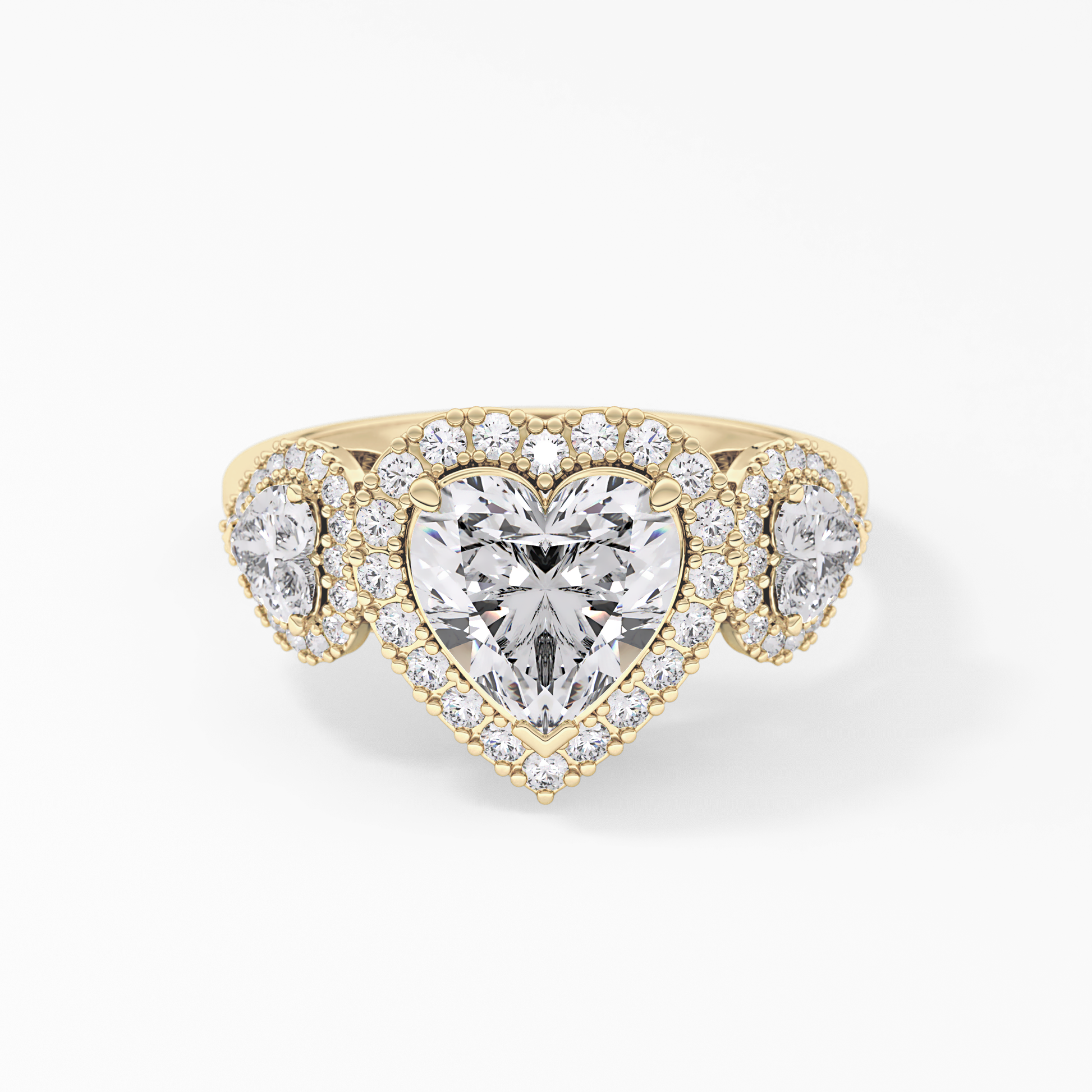 Heart Three Stone Lab Grown Diamond Engagement Ring